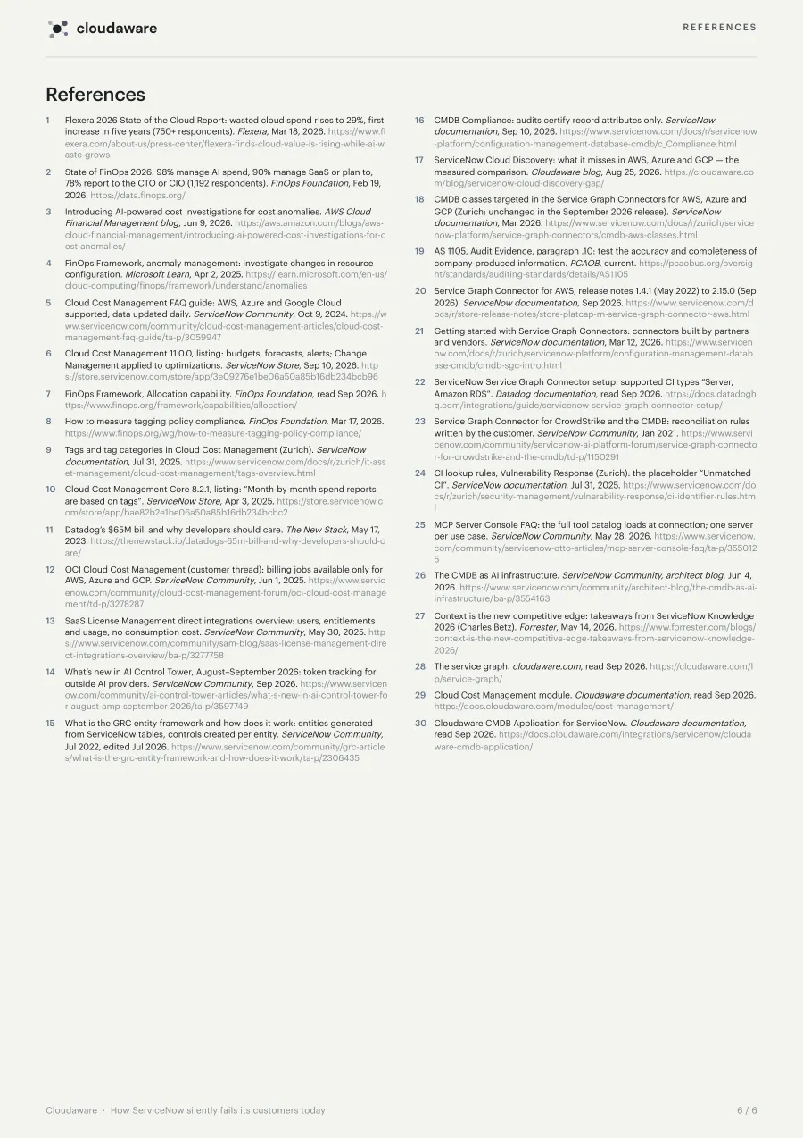 Page 7 of How ServiceNow Silently Fails Its Customers: References