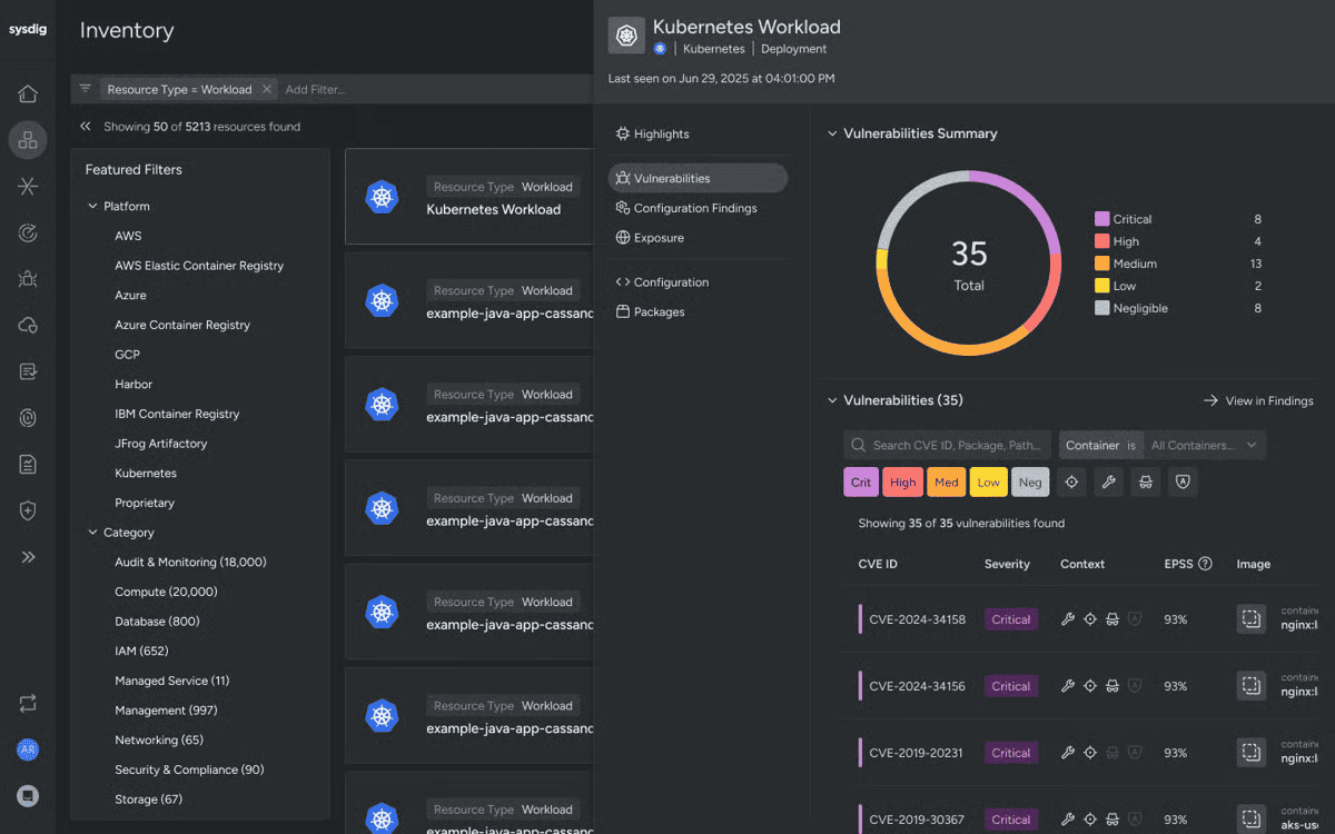 Sysdig Secure CNAPP software